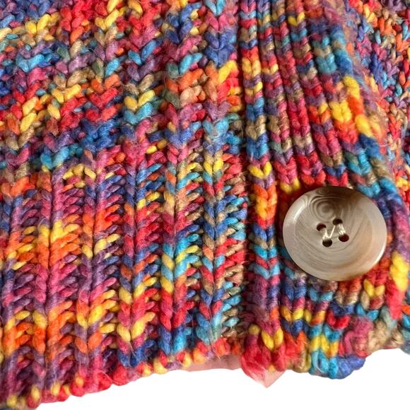 Line + Dot Bonnie Multicolor Rainbow Knit Button Front Cardigan Sweater Size M - Picture 7 of 12